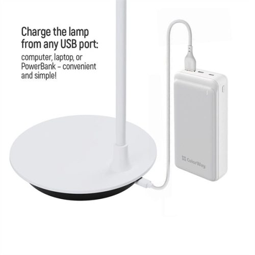 COLORWAY Asztali LED lámpa, Portable & Flexible 360, beépített akkumulátorral, Fehér (CW-DL12FB-W)