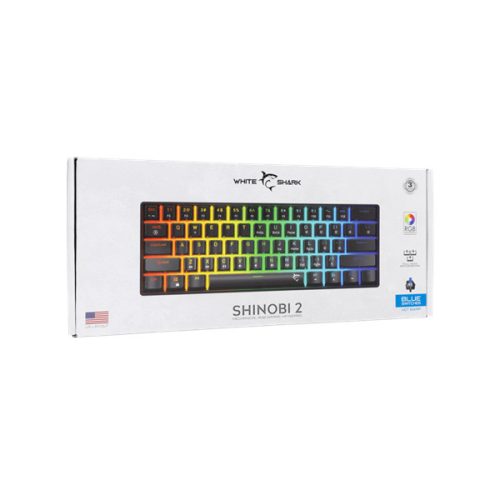 WHITE SHARK GK-004121B/BL-US SHINOBI-2/B-BL-US mech. bill. 61 kék gomb,fekete,angol