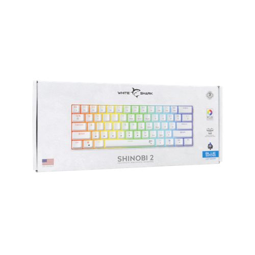 WHITE SHARK GK-004221W/BL-US SHINOBI-2/W-BL-US mech. bill. 61 kék gomb,fekete,angol