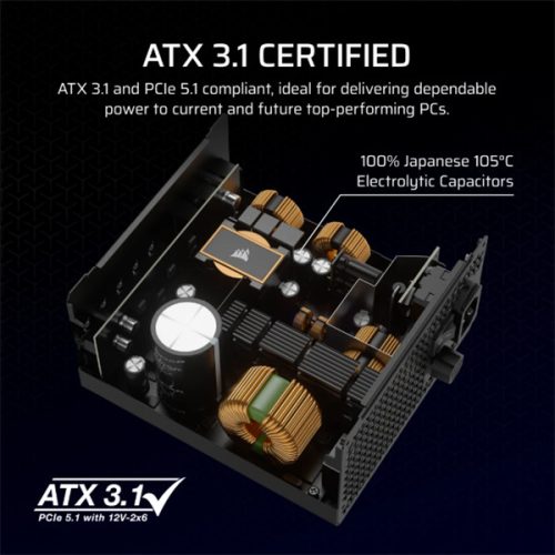 CORSAIR Tápegység Moduláris, RM750x, 750W, ATX 3.1, PCIe 5.1, 14cm, Cybenetics Gold