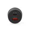 Nedis CCPD30W100BK szivargyújtós töltö / táp, PD, QC, 48W, 2x 3A, USB-A / USB-C, bemenet 12V / 24V