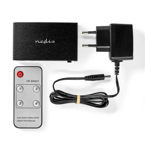 Nedis ASWI2514BK digitális audio kapcsoló 4x Toslink