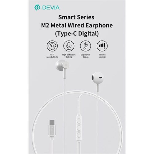 Devia Smart Series M2 Metal In-Ear sztereó fülhallgató - USB-C (Type-C), fekete