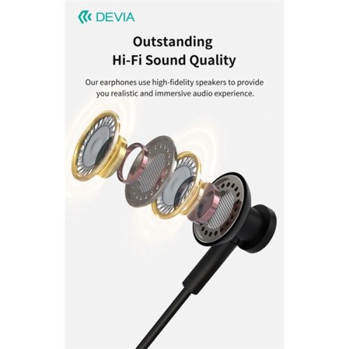 Devia Smart Series M2 Metal In-Ear sztereó fülhallgató - USB-C (Type-C), fekete