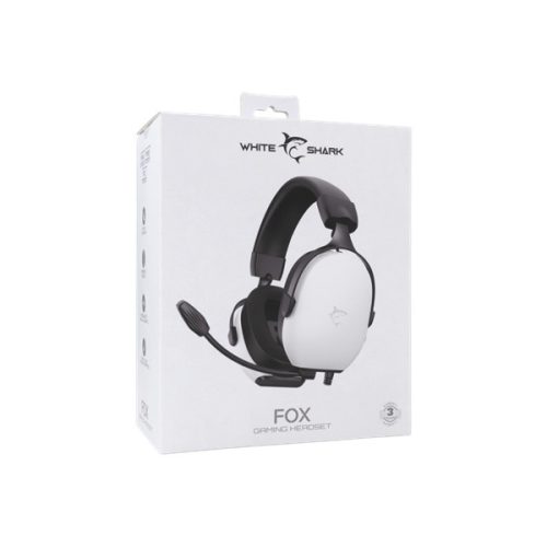 White Shark FOX-W, GH-2445W, gamer fejhallgató, mikrofonnal, fehér