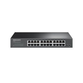   MERCUSYS Switch 24x1000Mbps, Fémházas Asztali/Rackes, MS124GS