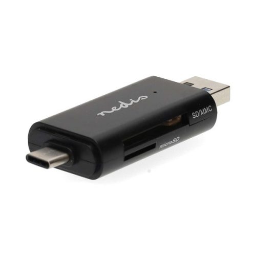 Nedis CRDRU3110BK USB3.2 Gen1 - USBC kártyaolvasó microSD (TF) / microSDHC (TF) / microSDXC (TF) / SD / SDHC / SDXC