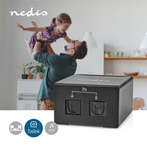 Nedis ASWI2512BK digitális audio kapcsoló 2x Toslink