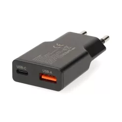   Nedis WCHA30BK gyorstöltő USB-A / USB-C töltő, GaN, PD3.0, QC, Gyorstöltési funkció 1,5 / 2,0 / 2,5 / 3,0 A, 30W, fekete