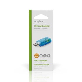   Nedis USCR10051BU USB hangkártya, 3,5mm mikrofon és fejhallgató csatlakozás, virtuális 5.1 3D hangadapter