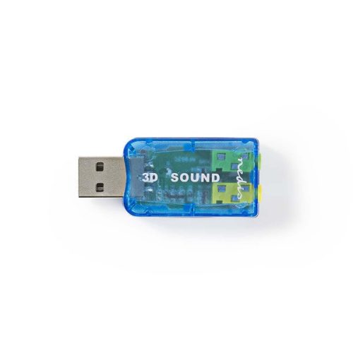 Nedis USCR10051BU USB hangkártya, 3,5mm mikrofon és fejhallgató csatlakozás, virtuális 5.1 3D hangadapter