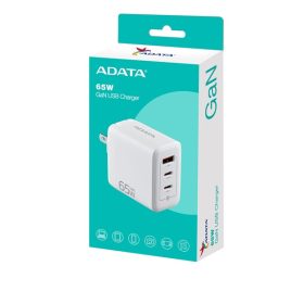 ADATA Fali gyorstöltő, GaN, Fehér, 65W, US charger