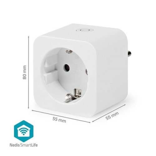 Nedis WIFIP121FWT okos konnektor, Wi-Fi, IP21, 16A, 3680W, fogyasztásmérő, Android™ / IOS