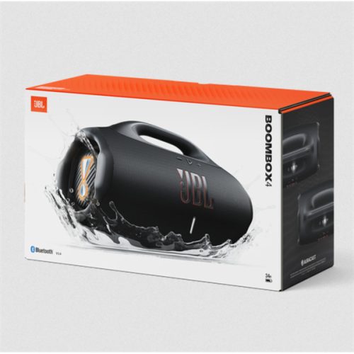 JBL BOOMBOX 4 hordozható bluetooth hangszóró, vízálló, porálló, 34 óra lejátszási idő, AI Sound Boost, fekete