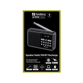   SANDBERG Speaker Radio FM + BT recharge, MP3 playable from USB or TF-Card, Super Small, 5 év garancia