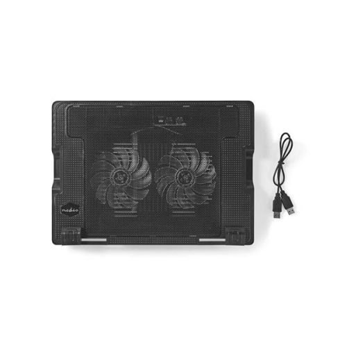 Nedis NBCR200BK notebook hűtő, 18", 2 X 140mm ventilátor, LED, 1200 rpm