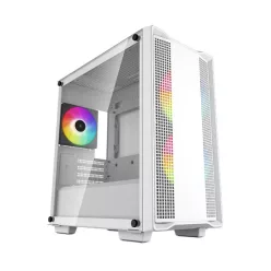   DEEPCOOL Ház Mini-ITX/Micro-ATX CC360 WH ARGB Tápegység nélkül, Fehér Üvegfalú