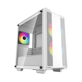   DEEPCOOL Ház Mini-ITX/Micro-ATX CC360 WH ARGB Tápegység nélkül, Fehér Üvegfalú