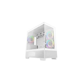   DEEPCOOL Ház Micro ATX CG380 3F WH, Tápegység nélkül, Fehér, Üvegfalú