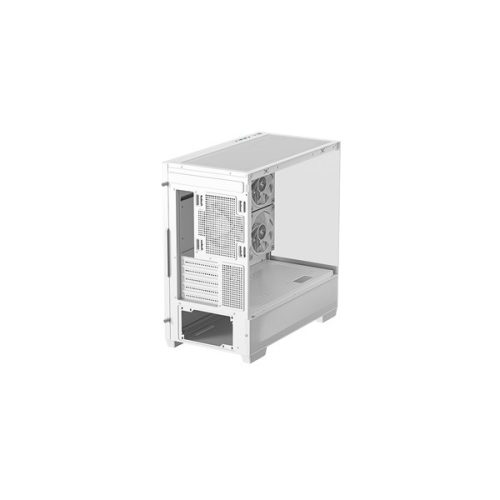 DEEPCOOL Ház Micro ATX CG380 3F WH, Tápegység nélkül, Fehér, Üvegfalú