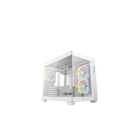   DEEPCOOL Ház Micro ATX CG330 3F WH, Tápegység nélkül, Fehér, Üvegfalú