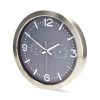 Nedis CLWA5226SS falióra, 30 cm átmérő,  rozsdamentes acél, csendes szerkezet: óra, hőmérő, páratartamom mérő