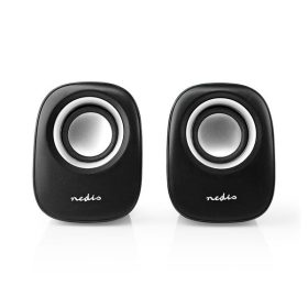   Nedis CSPR10020BK PC hangszóró 2.0, 12 W, 3,5mm sztereo jack, USB-ről táplált, hangerőszabályzó