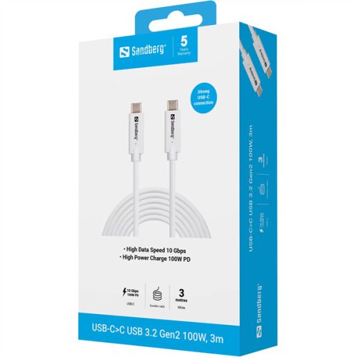 SANDBERG USB-C>C USB 3.2 Gen2 100W, 3m