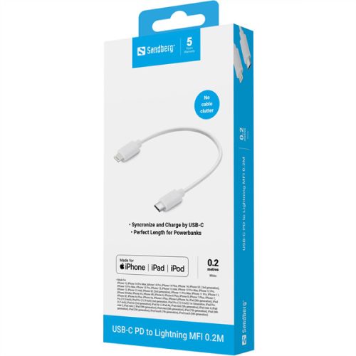 SANDBERG USB-C PD to Lightning MFI 0.2M