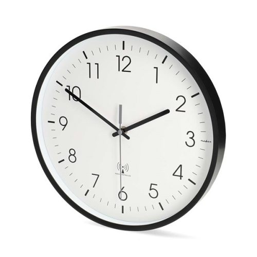 Nedis CLWA6226BK rádióvezérelt óra, 30 cm átmérő,  műanyag, csendes szerkezet