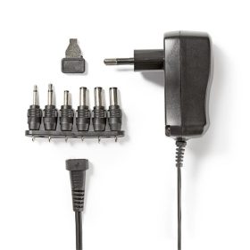   Nedis ACPA006 univerzális AC-DC tápegység, állítható 3V-12V DC 600mA, 6 cserélhető táp dugó, 7,2W