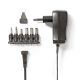 Nedis ACPA006 univerzális AC-DC tápegység, állítható 3V-12V DC 600mA, 6 cserélhető táp dugó, 7,2W