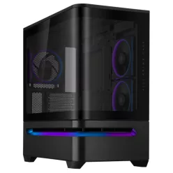   ASUS Ház Prime AP202, Tápegység nélkül, Fekete, Üvegfalú