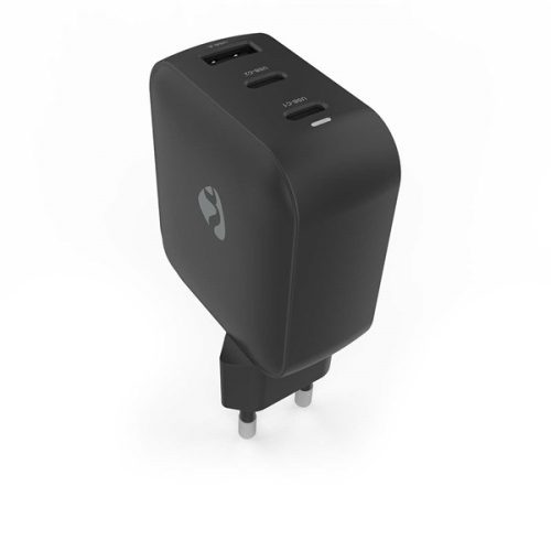Nedis WGCHA100WBK töltő 100 W, GaN, PD3.0, QC 2,5 / 3,0 / 5,0 A, Kimenetek száma: 3, USB-A / 2x USB-C, fekete