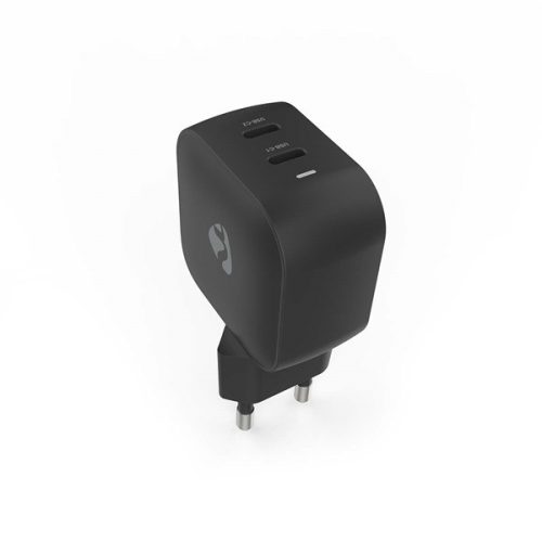 Nedis WGCHA45WBK töltő 45 W | GaN | PD3.0, Gyorstöltési funkció, 2,25 / 3,0 A, 2x USB-C, Automatikus feszültségválasztás