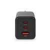 Nedis WCGPD65W100BK PD töltő / tápegység 65W, 5A, GaN, QC, automatikus feszültségválasztás, USB-A / 2x USB-C