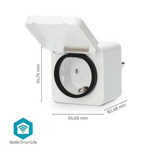 Nedis WIFIPO130FWT kültéri okos konnektor, Wi-Fi, IP44, fogyasztás mérő, 3680 W, földelt érintkező, Android™ / IOS