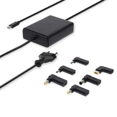 Nedis NBAU65110BK univerzális notebook / telefon / tablet töltő 65 W, GAN, 5 / 9 / 12 / 15 / 20 V DC, 2,4 / 3,0 /  3,25A