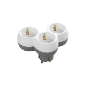   ORNO, OR-AE-13239(GS), 3x2P+E, 3-as elosztó, 230V, 16A, IP20, 123X84X58,5mm, Fehér/Szürke
