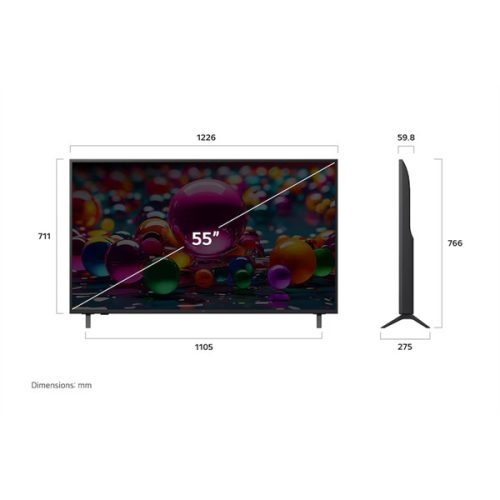 LG 55UA75003LA 50"/139cm, UHD AI 4K Smart TV, 3840x2160, 3xHDMI/1xUSB/Wifi/LAN