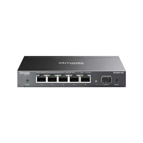 TP-LINK Switch 5x2.5Gbps + 1x10Gbps SFP+ Fémházas Easy Smart (Omada), ES206X-M2