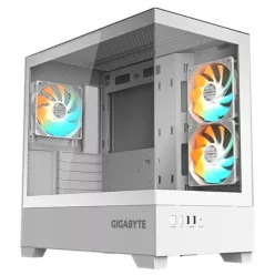   GIGABYTE Ház C201PI, Tápegység nélkül, Fehér, Üvegfalú