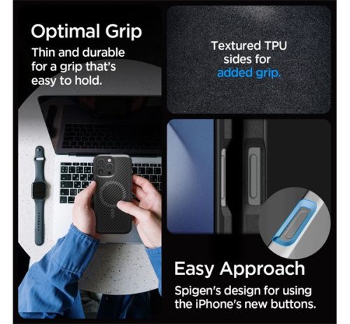 Spigen Core Armor MagFit Apple iPhone 16 Pro tok, MagSafe, Matte Black, fekete