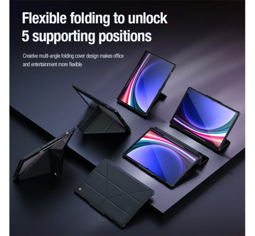 Nillkin Bumper Pro Samsung Galaxy Tab S9 Ultra/S10 Ultra közepesen ütésálló tok kitámasztóval, fekete