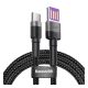 Baseus Cafule USB-USB-C kábel Huawei SuperCharge, QC 3.0, 5A, 1m, fekete/szürke