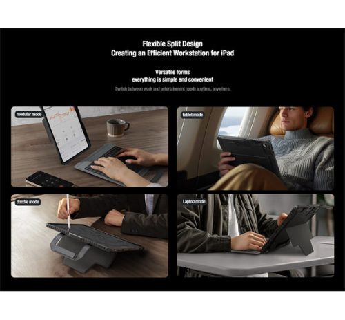 Nillkin Bumper Go iPad Pro 13 2024 / 2025 billentyűzetes hordozható tok háttérvilágítással, fekete