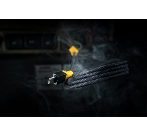 Tactical MagRope USB-C-USB-C adatkábel szövet bevonattal, 1m, fekete/sárga