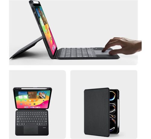 Dux Ducis DK iPad Pro 11 (2024 / 2025) kihajtható tok vezeték nélküli billentyűzettel, fekete