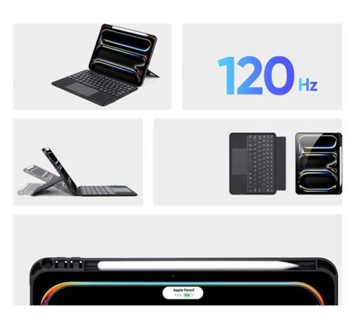 Dux Ducis DK iPad Pro 11 (2024 / 2025) kihajtható tok vezeték nélküli billentyűzettel, fekete
