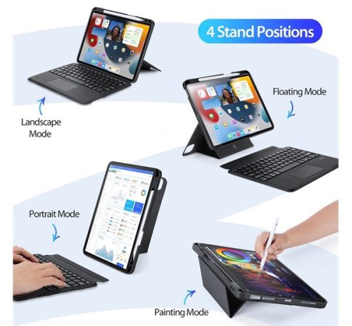 Dux Ducis DK iPad 4/5/6/iPad Pro 11 (2018/2020/2021/2022) kihajtható tok vezeték nélküli billentyűzettel, fekete